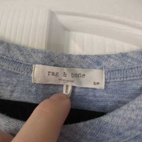 Rag & Bone Minimalist The Knit Long Sleeve Heathered Blue Sweater Top S - Picture 6 of 7